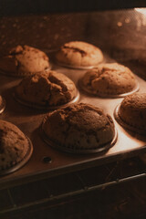 Freshly Baked Muffins in Baking Tray
