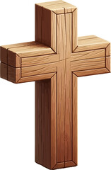 Christian cross vector sumbol .Palm Sunday consept. Wooden cross with palm leaves .  Good Friday .Ester celebration.