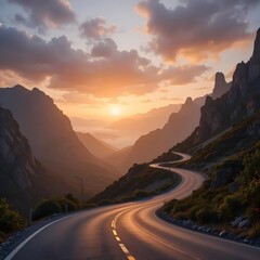"Twilight Path: A Road Through the Mountains"

