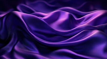 Obraz premium Abstract Deep purple fabric waves form hills and valleys under soft, dramatic lighting