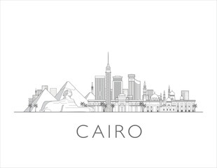 Naklejka premium Cairo cityscape illustration skyline drawing in Egypt