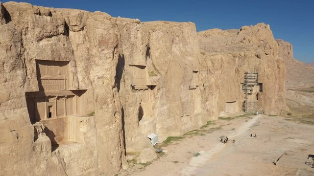 Naqsh-e Rostam is an ancient archeological site and necropolis located about 13 km northwest of Persepolis