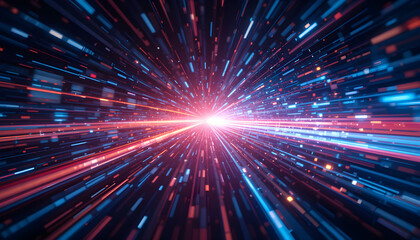 Obraz premium Abstract technology background of high speed global data transfer, ultra fast broadband and connection, digital cyber tech motion.