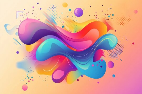 Abstract vector illustration with vibrant shapes and fluid forms, creating an energetic atmosphere for social media posts or promotional materials Generative AI