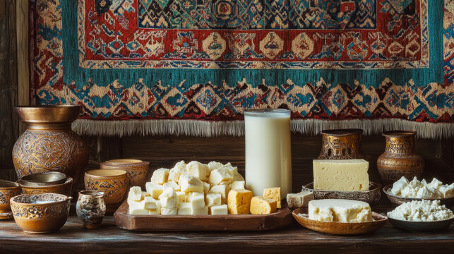 Tsagaan sar celebration with dairy offerings on traditional altar