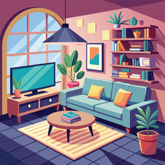 Stylish Contemporary Living Room with a Bold Color Palette and Functional Layout