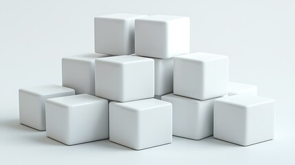 Fototapeta premium Minimalist Geometric Shapes in Sunlit Room, Minimalist white geometric shapes arranged in a sunlit room