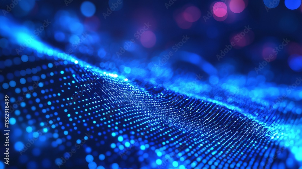 Poster abstract blue digital wave particle background design modern technology futuristic network data flow