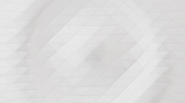 abstract white geometric 3d triangles pattern background, 4k seamless loop, animated wave motion polygon backdrop video