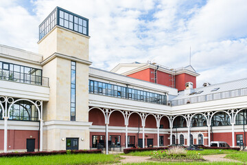 The building of the Youth Theater on the Fontanka on a cloudy August day