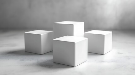 Minimalist Geometric Shapes in Sunlit Room, Minimalist white geometric shapes arranged in a sunlit room