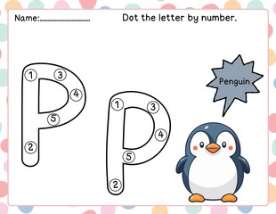 Dot the letter Pp by number from 1 to 5

Kids dot the letter 