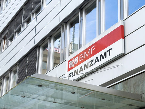 Modern bmf finanzamt office building exterior in urban setting