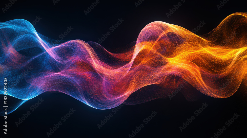 Poster abstract light waves. an abstract rendering of a bold symphony, featuring flowing curves of blue and