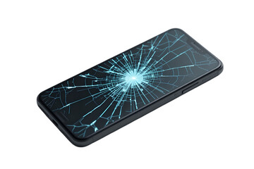 Accident damage smartphone urban environment image technology close-up repair concept, isolated on white or transparent background