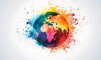 A Colorful Watercolor Painting Depicting Planet Earth Globus