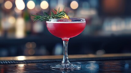 Rosy Cocktail at Dusk: A Luxurious Bar Experience