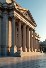 Fototapeta premium grand neoclassical building columns arches architectural details classic design monumental facade, architecture, pillar, structure, ornamentation, portico