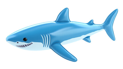 Obraz premium Blue shark toys cute balloon for kids, swimming forward with intensity, 3D photo realistic style illustration isolated on white background.