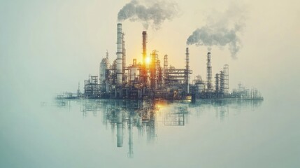 Obraz premium Future factory plant and energy industry concept in creative graphic design