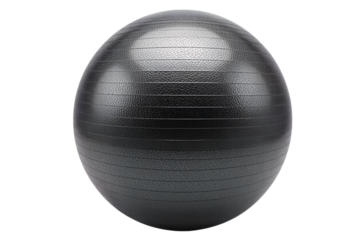 Dynamic fitness session with a balance ball in a modern gym environment, isolated on white or transparent background