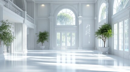 Naklejka premium Sunlit Grandeur: A Luxurious White Interior