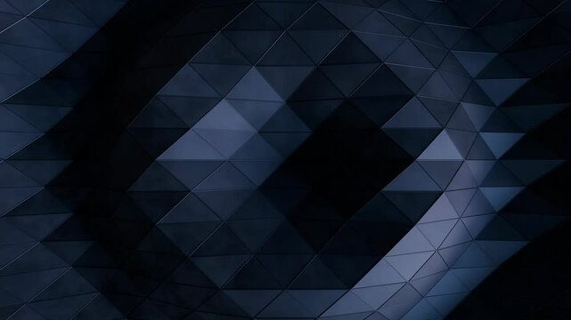 abstract dark 3d triangles pattern background, 4k seamless loop, animated wave motion polygon backdrop video