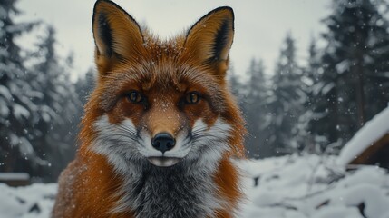 Obraz premium Winter Fox in Snowy Forest (2)