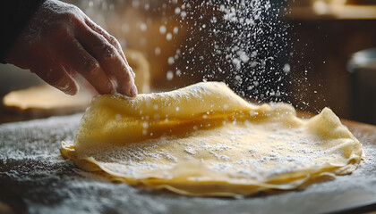 Close-Up of Hands Flipping Pancakes on Shrove Tuesday, Concept of Pancake Day Celebrations, Traditional Cooking. Shrove, Maslenitsa, Shrovetide