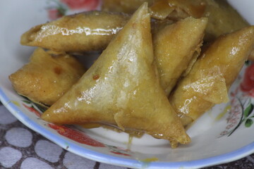 Briwat or Briouat Close Up, Traditional Moroccan Pastry