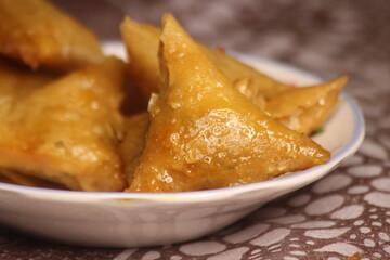 Briwat or Briouat Close Up, Traditional Moroccan Pastry