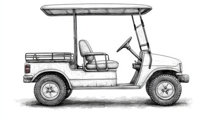 Fototapeta premium A depiction of a golf cart emphasizing its design and features