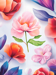 set of flowers