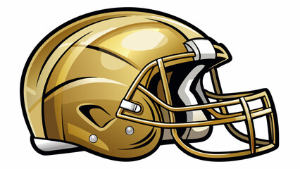 Gold football helmet in profile view isolated on a white backgro