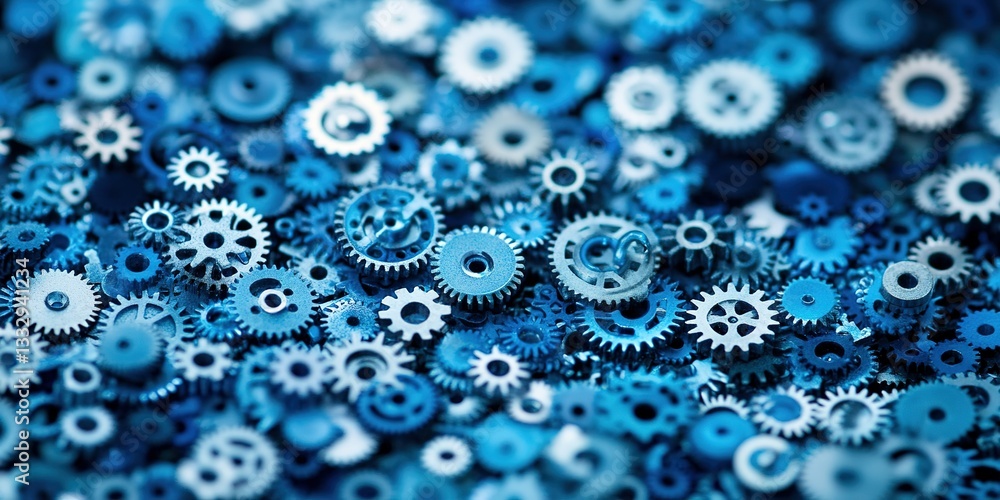 Aufkleber intricate blue gears and cogs scattered across the surface create a mesmerizing mechanical landscape
