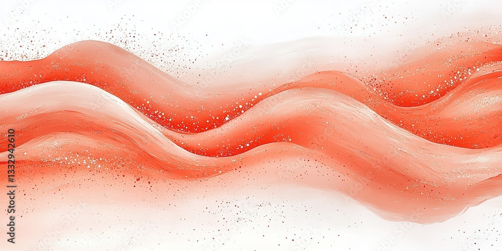 Poster colorful abstract waves in soft coral and white tones flowing across a canvas creating a sense of mo