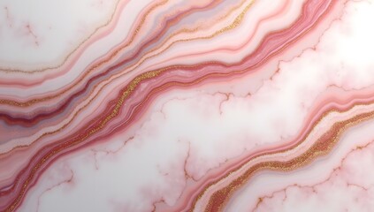 Pink and Gold Marble with Flowing Organic Veins
