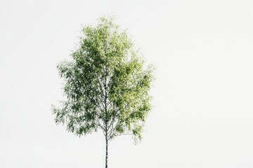 Fototapeta premium Isolated birch tree against a white sky