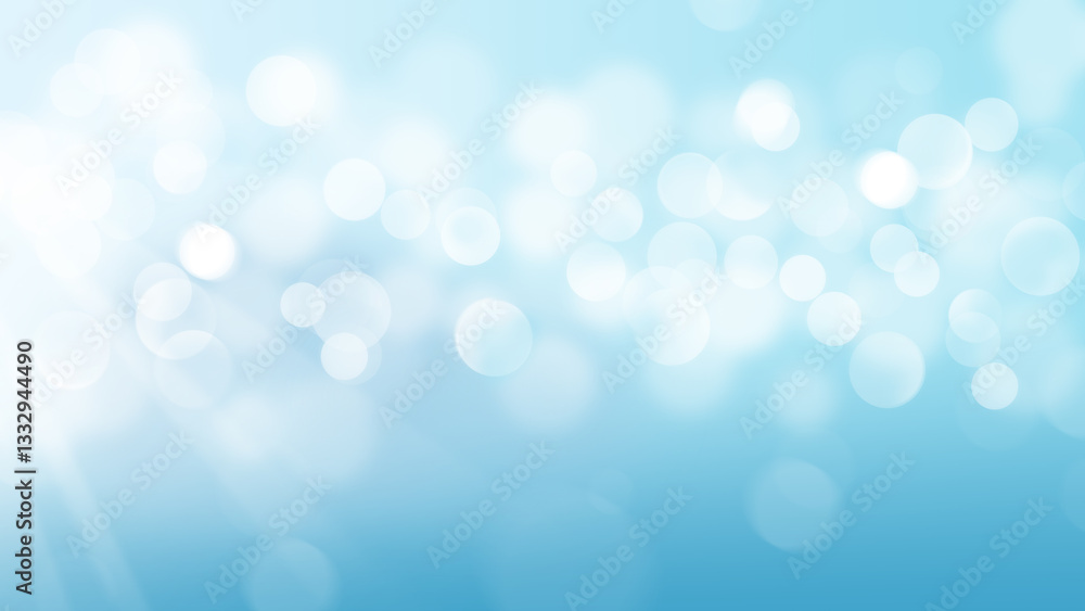 Wall mural light effect with underwater bokeh blur on blue background. abstract pattern scene. christmas concep