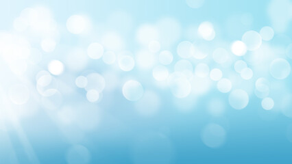 Light effect with underwater bokeh blur on blue background. Abstract pattern scene. Christmas concept or fresh and beautiful nature.
