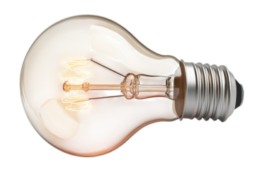 Illuminating Lightbulb with Golden Monetary Symbol on Transparent Backgrounds