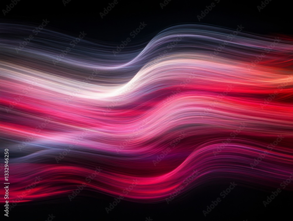Aufkleber dynamic curves of red and gray lights weave through a dark background
