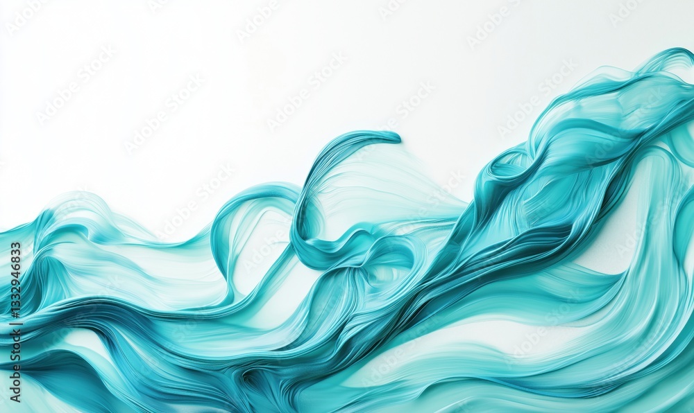 Aufkleber abstract turquoise wave design with flowing lines and smooth textures