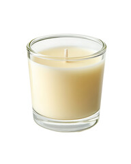 Small White Unlit Candle in Clear Glass Jar on Transparent Background, PNG