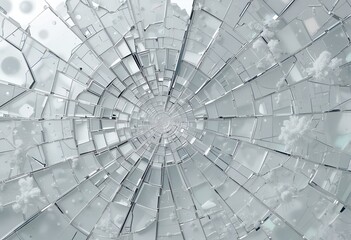 Obraz premium Shattered glass art installation urban space visual art abstract environment close-up view