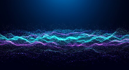Abstract Particle Waves Turquoise Purple Dark Background Seamless Loop 4K