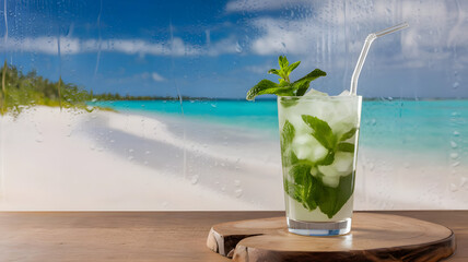 mojito cocktail on the beach