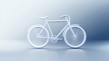 Fototapeta premium Minimalist White Bicycle Design on Gradient Background Ideal for EcoFriendly Transportation