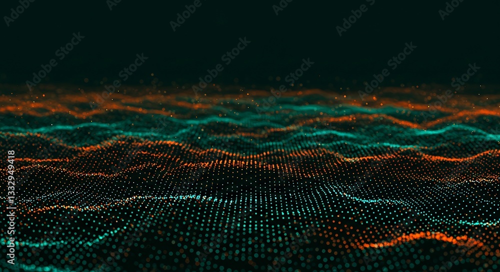 Aufkleber abstract data visualization flowing orange and teal dots seamless loop 4k