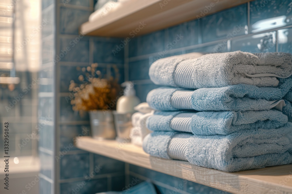Aufkleber neatly folded towels in a cozy hotel bathroom setting for a relaxing spa experience generative ai